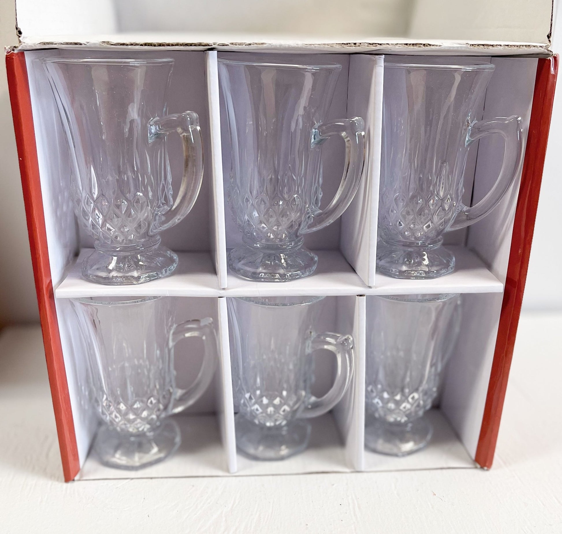 Diamant Glass Mugs Set of 6 by Europe Ware-Europe Ware-Coffee Mug-Stockton Farm