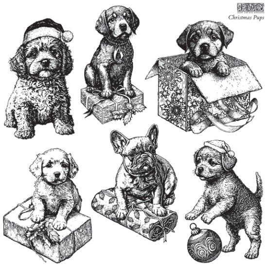 IOD CHRISTMAS PUPS Decor Stamp by Iron Orchid Designs-Iron Orchid Designs-Stamp-Stockton Farm