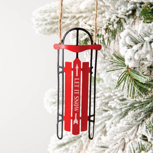 Let it Snow Metal Sleigh Ornament by CTW Home Collection-CTW Home Collection-Ornament-Stockton Farm
