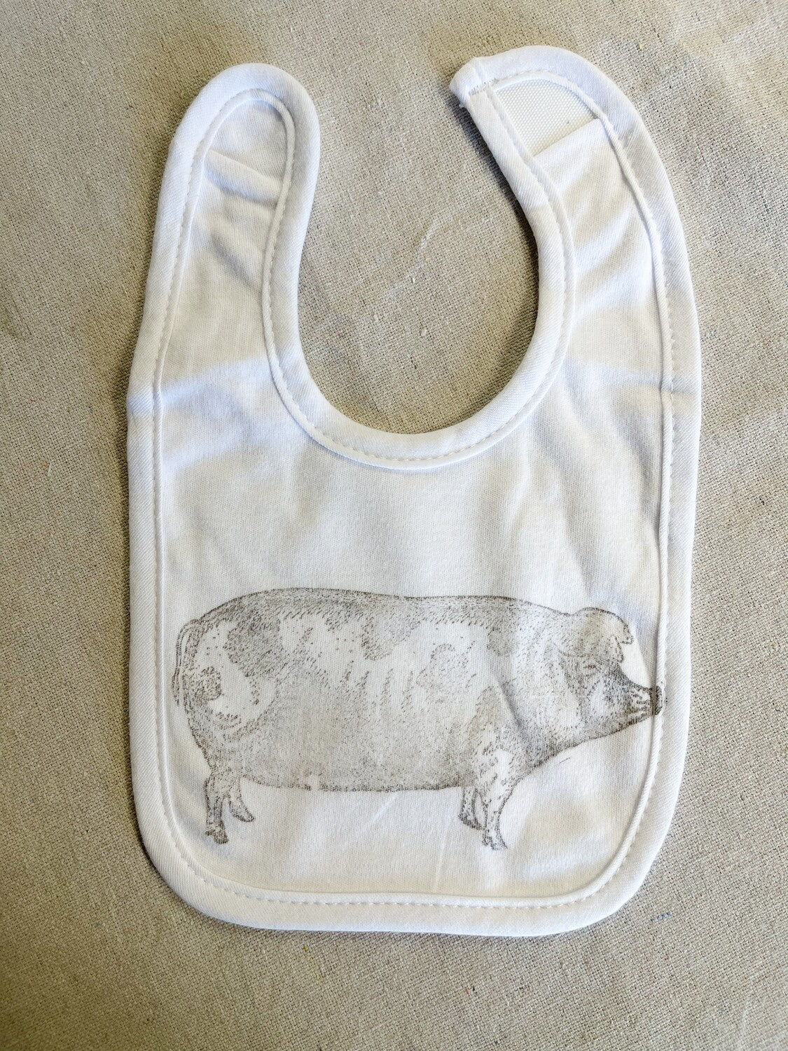 Pig Print White Baby Bib-Stockton Farm-Baby Bib-Stockton Farm