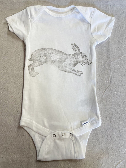 Rabbit Print Cotton Baby One-Piece 6-9 Months Short Sleeve-Stockton Farm-Baby One-Piece-Stockton Farm