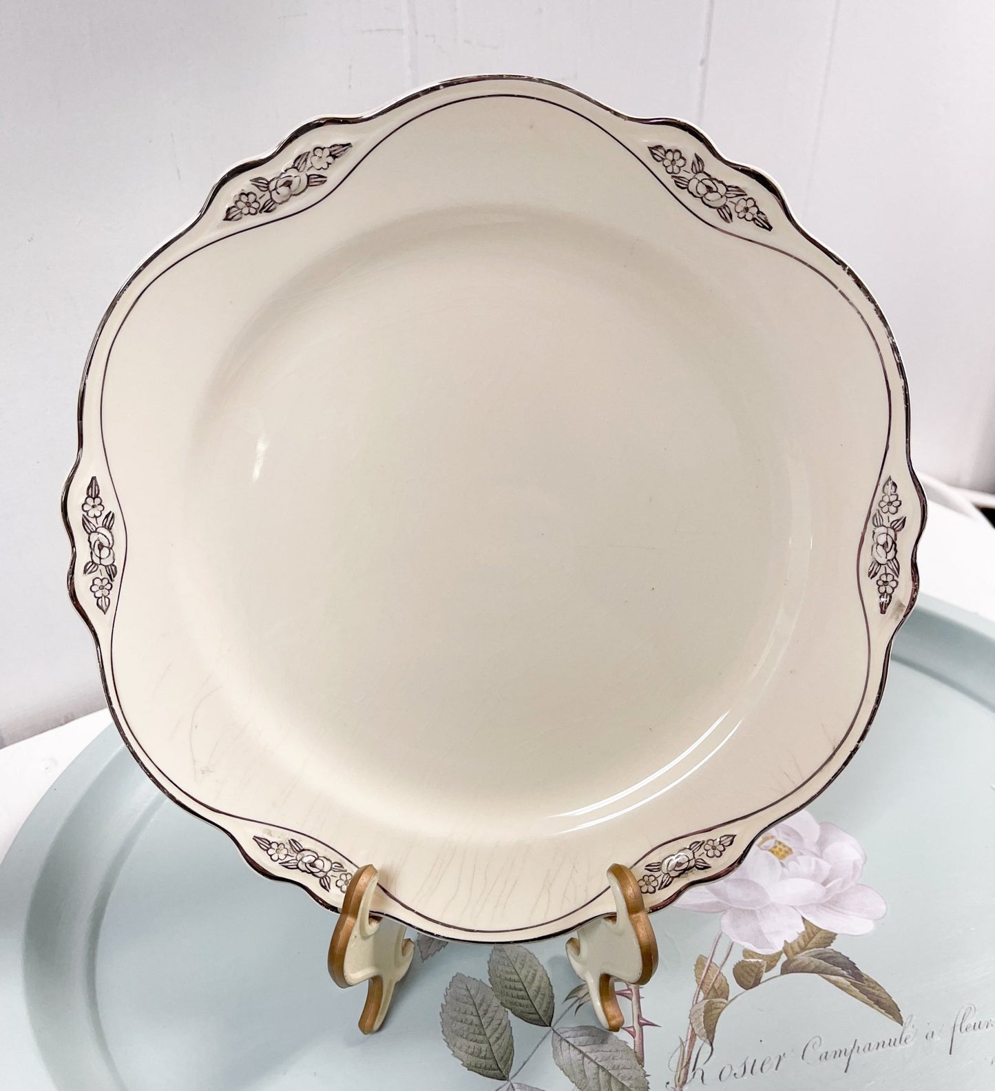 Silver Rose Patrician Luncheon Plate by Homer Laughlin-Homer Laughlin-Luncheon Plate-Stockton Farm