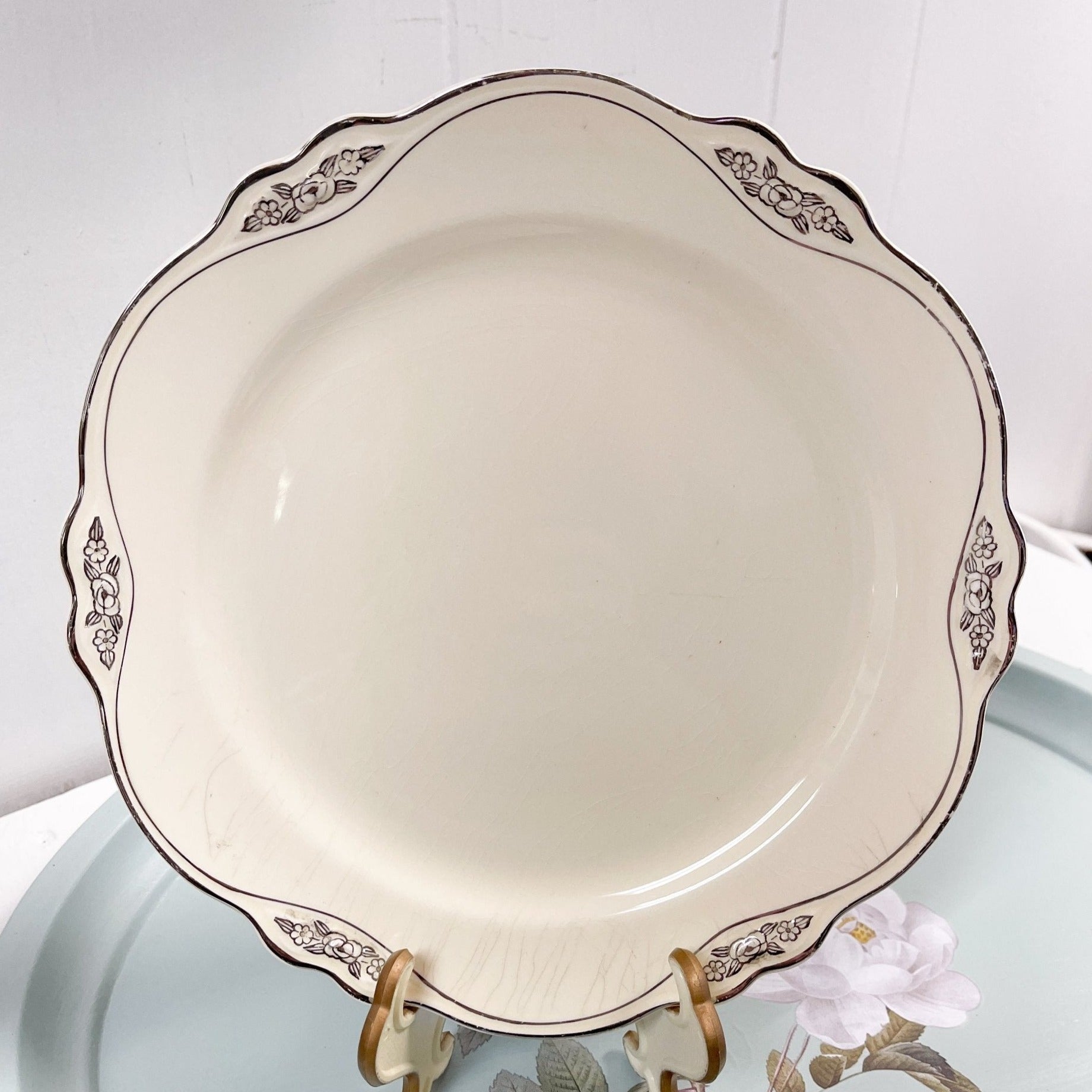 Silver Rose Patrician Luncheon Plate by Homer Laughlin-Homer Laughlin-Luncheon Plate-Stockton Farm