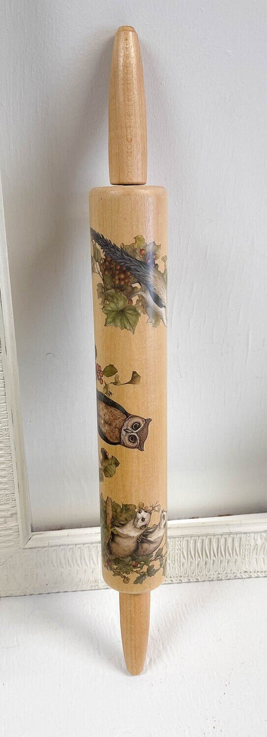 Woodland Creatures Themed Wood Rolling Pin-Stockton Farm-Decorative Rolling Pin-Stockton Farm